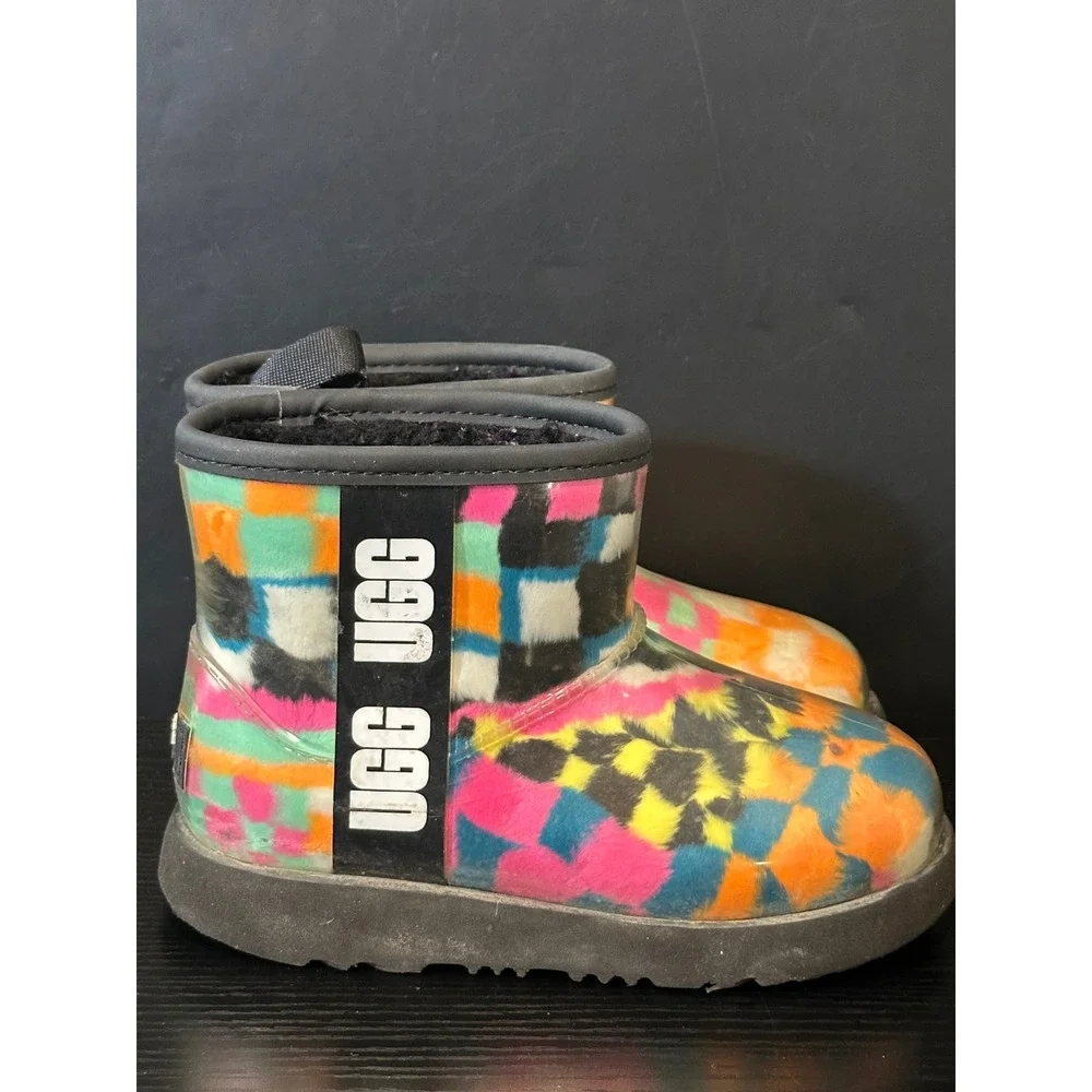 UGG‎ Classic Clear Mini Multi Checkerboard Waterproof Boots Kids 12 1134910K
